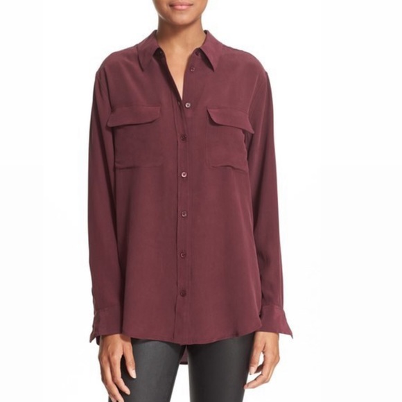 Equipment Burgundy Slim Signature Silk Shirt - Picture 1 of 6